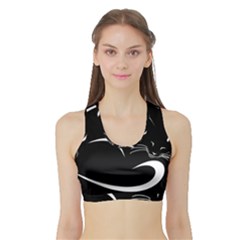 Cat Black Vector Minimalism Sports Bra With Border by Simbadda