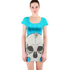 Skull Ball Line Schedule Short Sleeve Bodycon Dress by Simbadda