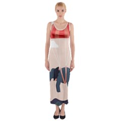 Digital Slon Parashyut Vektor Fitted Maxi Dress by Simbadda