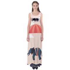 Digital Slon Parashyut Vektor Empire Waist Maxi Dress by Simbadda