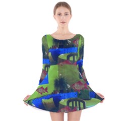 Natural Habitat Long Sleeve Velvet Skater Dress by Valentinaart