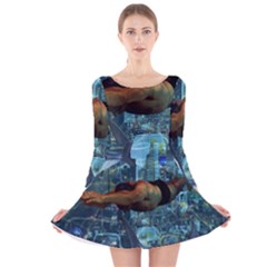 Urban Swimmers   Long Sleeve Velvet Skater Dress by Valentinaart