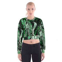 Cyber Angel Women s Cropped Sweatshirt by Valentinaart