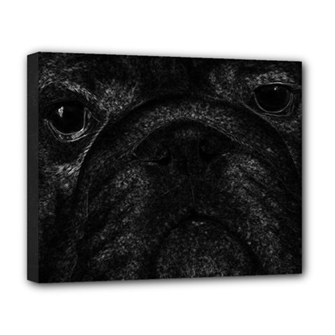 Black Bulldog Deluxe Canvas 20  X 16   by Valentinaart