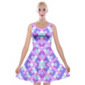 Geometric Gingham Merged Retro Pattern Velvet Skater Dress View1