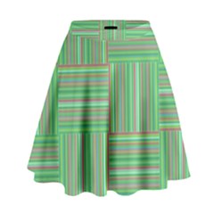 Geometric Pinstripes Shapes Hues High Waist Skirt by Simbadda