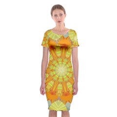 Sunshine Sunny Sun Abstract Yellow Classic Short Sleeve Midi Dress by Simbadda