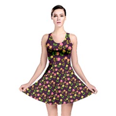 Flowers Roses Floral Flowery Reversible Skater Dress by Simbadda