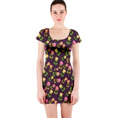 Flowers Roses Floral Flowery Short Sleeve Bodycon Dress by Simbadda