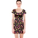 Flowers Roses Floral Flowery Short Sleeve Bodycon Dress View1