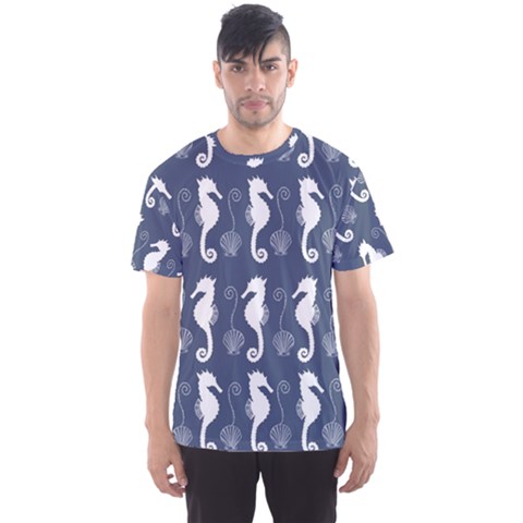 Seahorse And Shell Pattern Men s Sport Mesh Tee by Simbadda