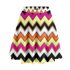 Colorful Chevron Pattern Stripes Pattern High Waist Skirt by Simbadda