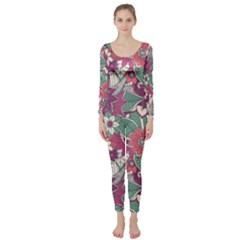 Seamless Floral Pattern Background Long Sleeve Catsuit