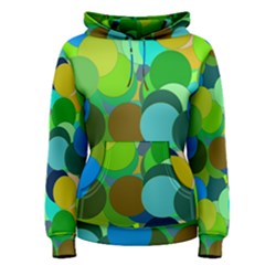 Green Aqua Teal Abstract Circles Women s Pullover Hoodie by Simbadda