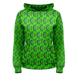 Green Abstract Art Circles Swirls Stars Women s Pullover Hoodie by Simbadda