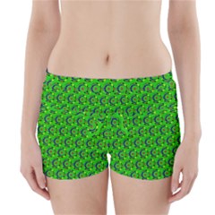 Green Abstract Art Circles Swirls Stars Boyleg Bikini Wrap Bottoms by Simbadda