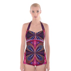 3d Abstract Ring Boyleg Halter Swimsuit  by Simbadda