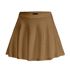 Pattern Honeycomb Pattern Brown Mini Flare Skirt by Simbadda