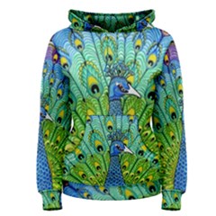 Peacock Bird Animation Women s Pullover Hoodie by Simbadda