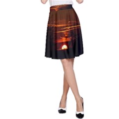 Sunset Sun Fireball Setting Sun A-line Skirt by Simbadda