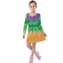 Mardi Gras Tie Die Kids  Long Sleeve Velvet Dress View1