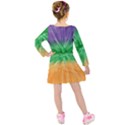 Mardi Gras Tie Die Kids  Long Sleeve Velvet Dress View2