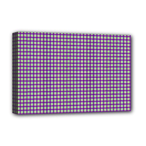 Mardi Gras Purple Plaid Deluxe Canvas 18  X 12   by PhotoNOLA