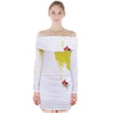 Fish Underwater Yellow White Long Sleeve Off Shoulder Dress View1