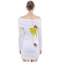 Fish Underwater Yellow White Long Sleeve Off Shoulder Dress View2