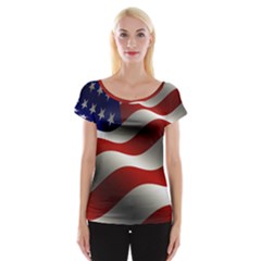 Flag United States Stars Stripes Symbol Women s Cap Sleeve Top by Simbadda