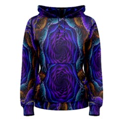 Flowers Dive Neon Light Patterns Women s Pullover Hoodie by Simbadda