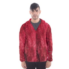 Red Background Texture Hooded Wind Breaker (men) by Simbadda