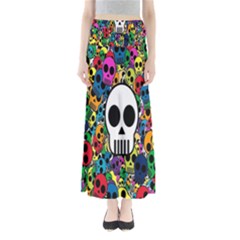 Skull Background Bright Multi Colored Maxi Skirts by Simbadda