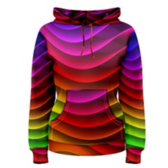 Spectrum Rainbow Background Surface Stripes Texture Waves Women s Pullover Hoodie by Simbadda