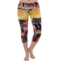 Caution Capri Yoga Leggings by Valentinaart