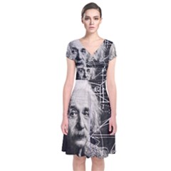 Albert Einstein Short Sleeve Front Wrap Dress by Valentinaart