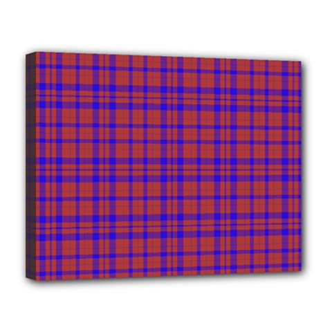 Pattern Plaid Geometric Red Blue Canvas 14  X 11  by Simbadda