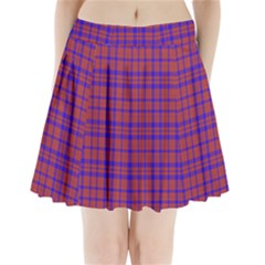 Pattern Plaid Geometric Red Blue Pleated Mini Skirt by Simbadda