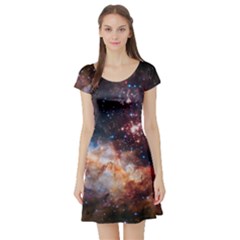 Celestial Fireworks Short Sleeve Skater Dress by SpaceShop