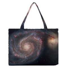 Whirlpool Galaxy And Companion Medium Zipper Tote Bag by SpaceShop