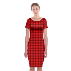 Red And Black Classic Short Sleeve Midi Dress by PhotoNOLA