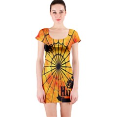 Halloween Weird  Surreal Atmosphere Short Sleeve Bodycon Dress by Simbadda