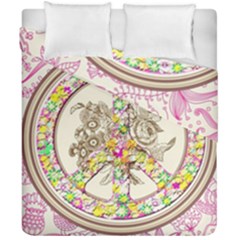 Peace Logo Floral Pattern Duvet Cover Double Side (california King Size) by Simbadda