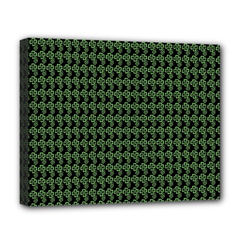 Clovers On Black Deluxe Canvas 20  X 16   by PhotoNOLA