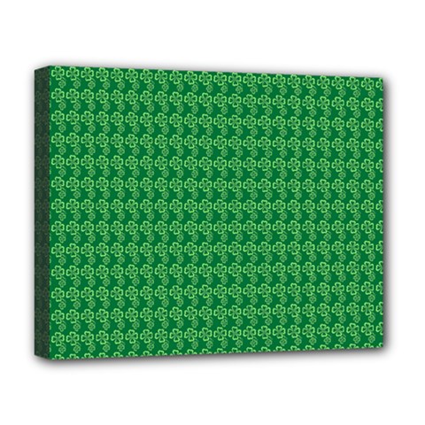 Clovers On Dark Green Deluxe Canvas 20  X 16   by PhotoNOLA