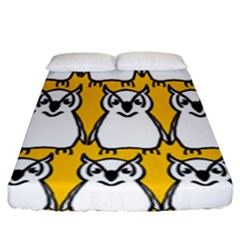 Yellow Owl Background Fitted Sheet (king Size) by Simbadda