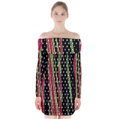 Alien Animal Skin Pattern Long Sleeve Off Shoulder Dress by Simbadda