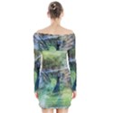 Digitally Painted Abstract Style Watercolour Painting Of A Peacock Long Sleeve Off Shoulder Dress View2