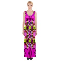 Love Hearths Colourful Abstract Background Design Maxi Thigh Split Dress by Simbadda