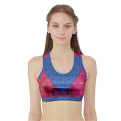 Butterfly Heart Pattern Sports Bra With Border by Simbadda